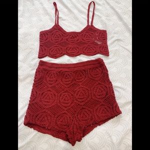 Zara Two-Piece Crochet Set in Red!